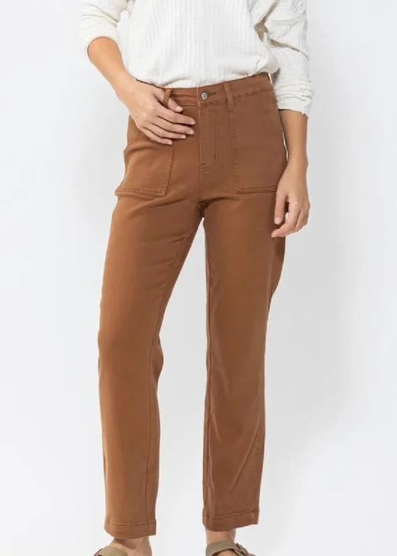 Hancock High Waisted Brown Utility Slim Fit | Judy Blue Jeans - Final Sale Fashionable White Denim Jeans Hancock High Waisted Brown Utility Slim Fit | Judy Blue Jeans - Final Sale Fashionable White Denim Jeans