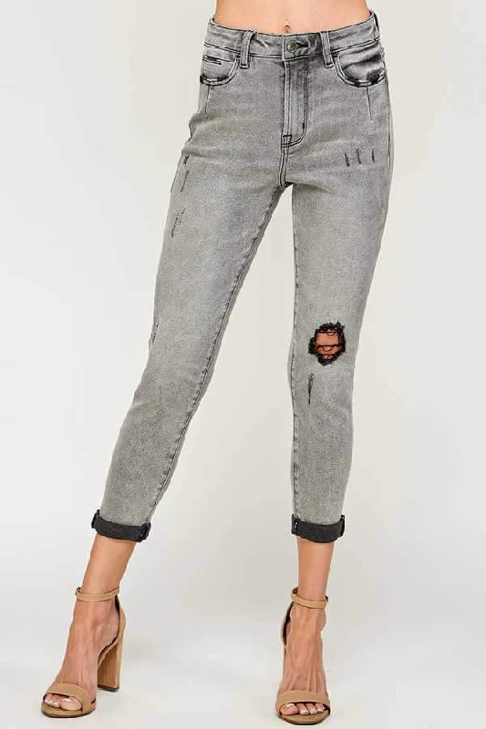 High Rise Skinny Grey Washed Jeans