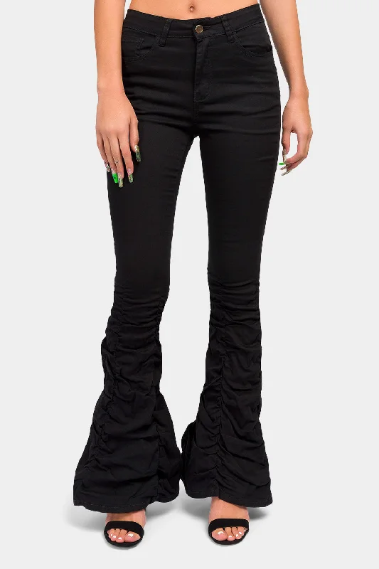 High Waisted Shirred Jeans Casual Loose Fit Jeans