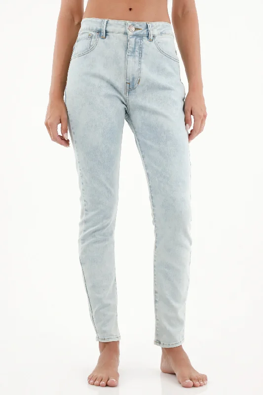 Women's Light Blue High-Waisted Jegging Jeans Trendy Skinny Fit Jeans