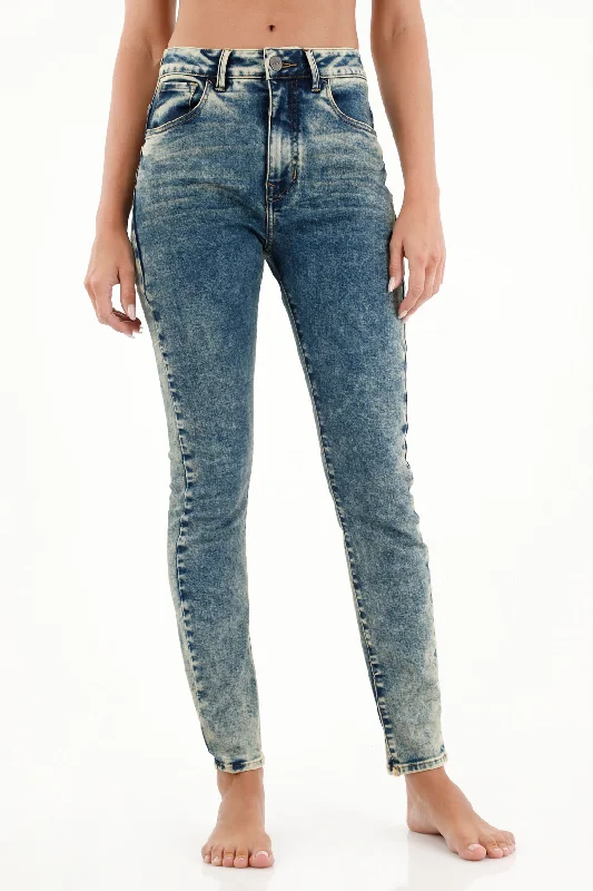Women's High-Waisted Distressed Jegging Jeans Cozy Relaxed Fit Jeans