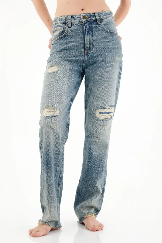 Women's High-Waisted Straight-Leg Jeans