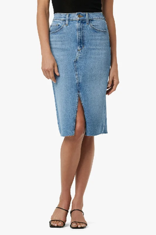 Joes Jeans Joplin Skirt with Raw Hem in Bad Habit Trendy Colored Denim Jeans