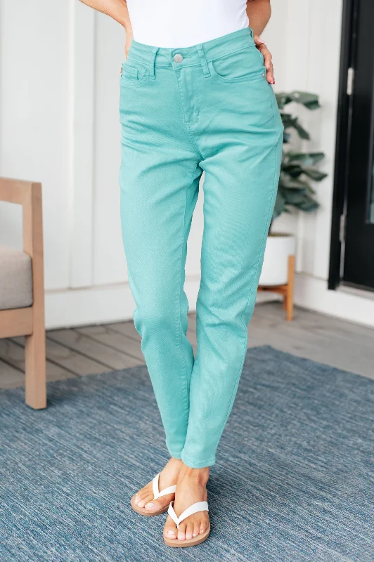 Judy Blue Bridgette High Rise Slim Aquamarine Jeans Trendy Acid Wash Skinny Jeans