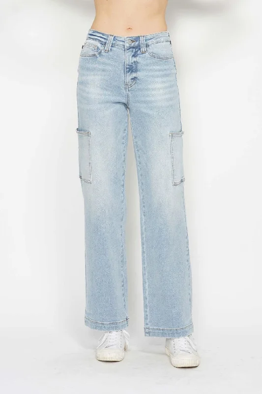 Judy Blue Full Size High Waist Straight Cargo Jeans Comfortable Distressed Straight-Leg Jeans Judy Blue Full Size High Waist Straight Cargo Jeans Comfortable Distressed Straight-Leg Jeans