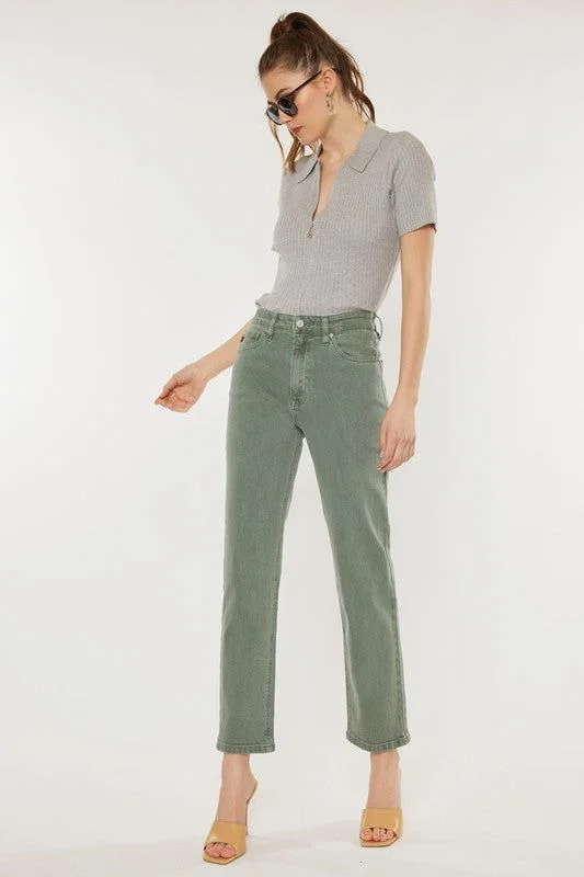 Kan Can USA Ultra High Rise 90's Olive Straight Jeans Classic Blue Denim Jeans