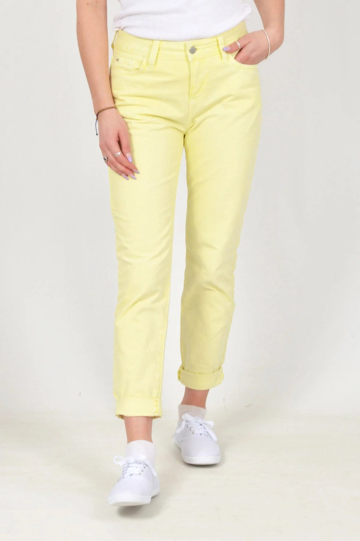 Girlfriend Cropped Roll Hem Jeans