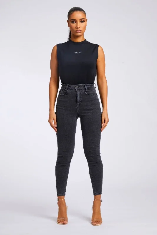 SKINNY JEANS - WASHED GREY Trendy Colored Denim Jeans