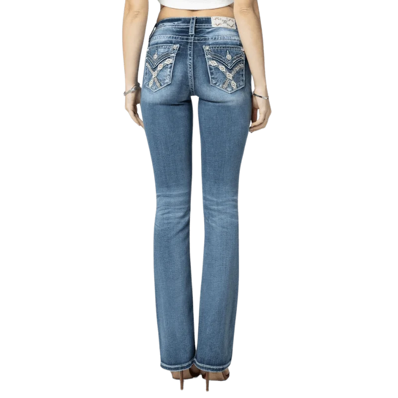 Miss Me Women's Woven Cross Stich Mid Rise Bootcut Jeans M3444B102 Cozy Tencel Blend Denim Jeans Miss Me Women's Woven Cross Stich Mid Rise Bootcut Jeans M3444B102 Cozy Tencel Blend Denim Jeans