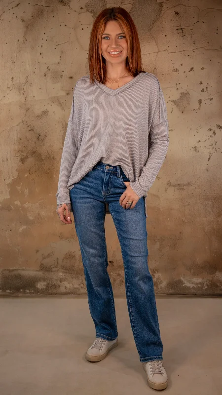 Mandy Straight Leg Jeans Fashionable Vintage Wash Jeans