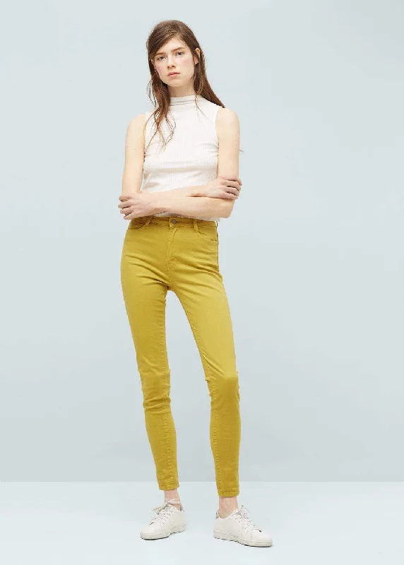 Mango Mustard Skinny Womens Jeans Trendy Plus Size Jeans