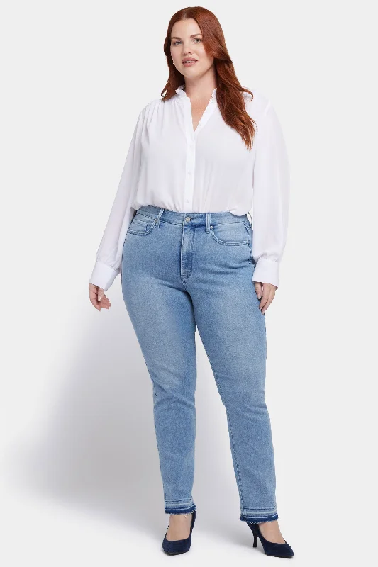 Marilyn Straight Jeans In Plus Size - Big Skies Fashionable Raw Edge Jeans