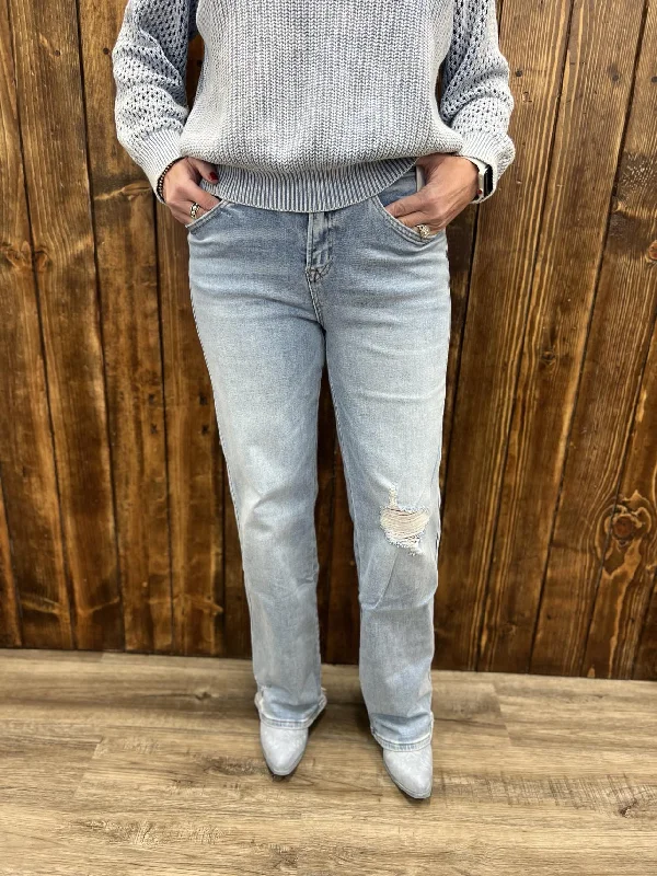 Mica Denim Josie High Rise Wide Leg Jeans Trendy Bootcut High-Waisted Jeans