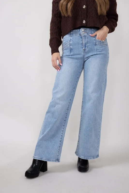 Mica High Rise Wide Leg Jeans for Women in Light Wash | MDP-W506LT