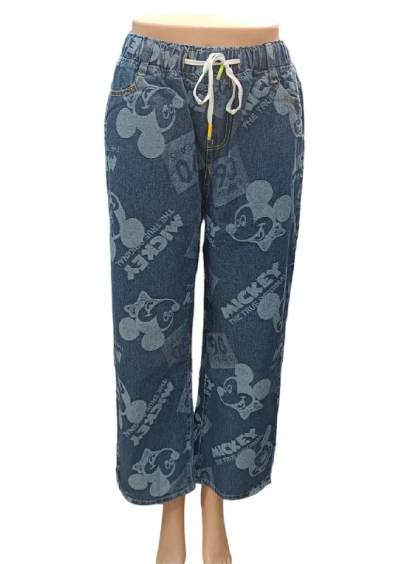 Mickey Mouse Ladies Jeans Comfortable Stretch Denim Jeans