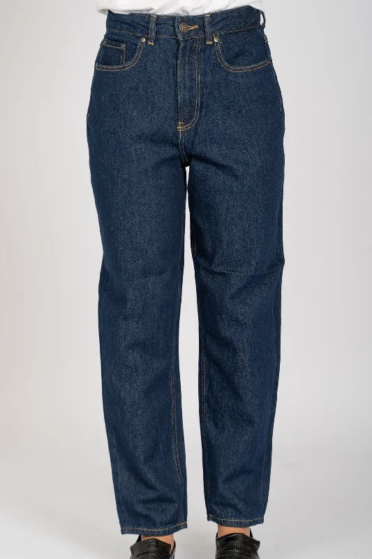 De Originale Performance Mom Jeans - Dark Blue Denim Elegant Raw Hem Jeans