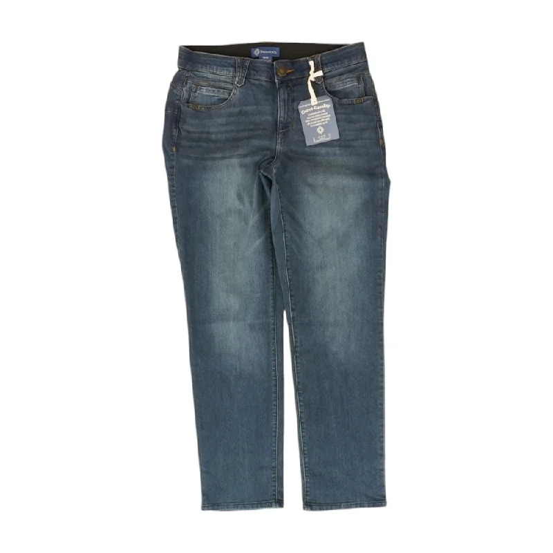 Navy Solid High Rise Straight Leg Jeans Comfortable Boyfriend Jeans