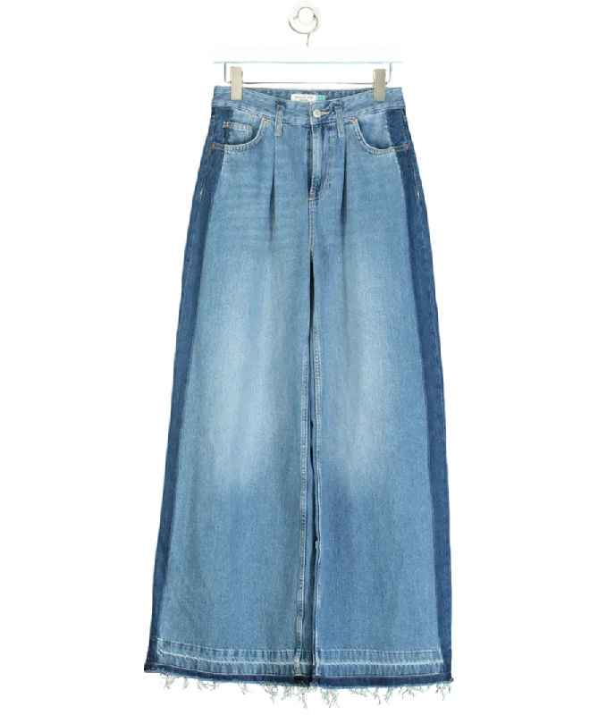 Next Blue Side Stripe Palazzo Wide Leg Jeans UK 6 Casual Straight-Leg Jeans