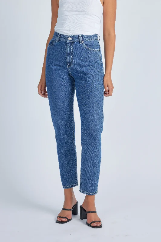 Nora Jeans - Pebble Mid Stone Fashionable Distressed Jeans