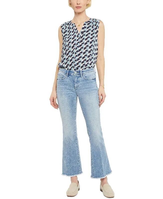Nydj Flared Frayed Hem Jeans Stylish Bootcut Denim Jeans