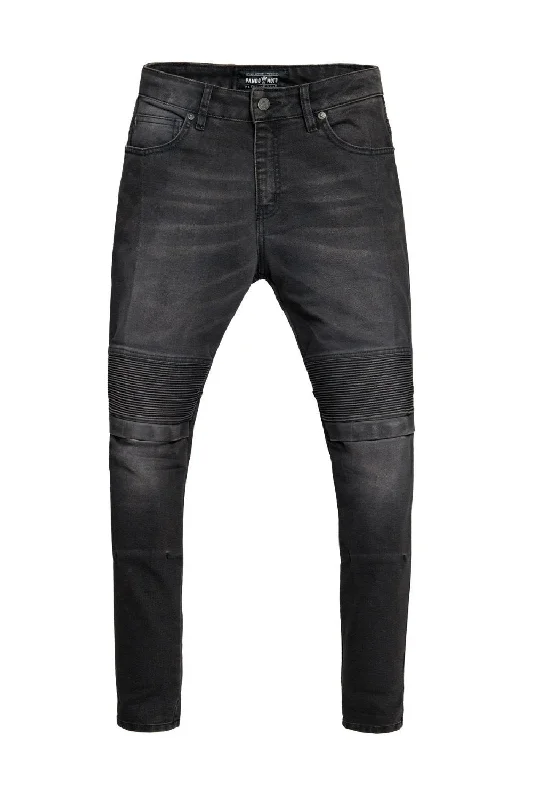 Pando Moto Rosie Devil Plain Ladies Jeans Fashionable Straight Cut Jeans