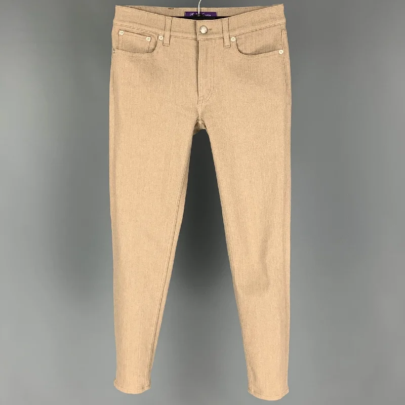 RALPH LAUREN Collection Size 28 Taupe Cotton Fitted Jeans Elegant Dark-Wash Bootcut Jeans