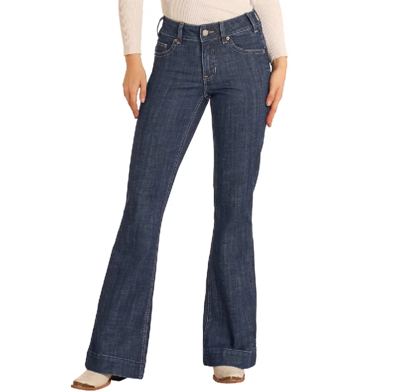 Rock & Roll Women's Diamond Belt Loop Mid Rise Dark Wash Trouser Jeans Comfortable Dark Wash Jeans Rock & Roll Women's Diamond Belt Loop Mid Rise Dark Wash Trouser Jeans Comfortable Dark Wash Jeans