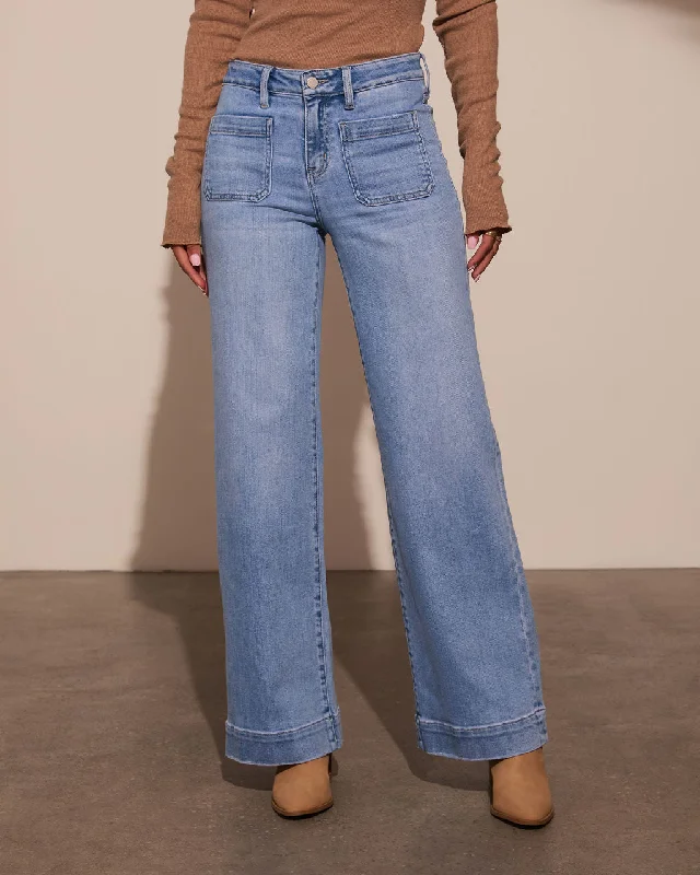 Rugged Charm High Rise Wide Leg Jeans Chic Dark-Wash Skinny Jeans