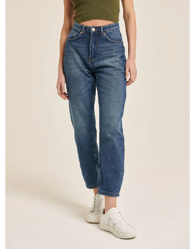 Slim Mom Jeans in Stone Blue Elegant Dark-Wash Bootcut Jeans
