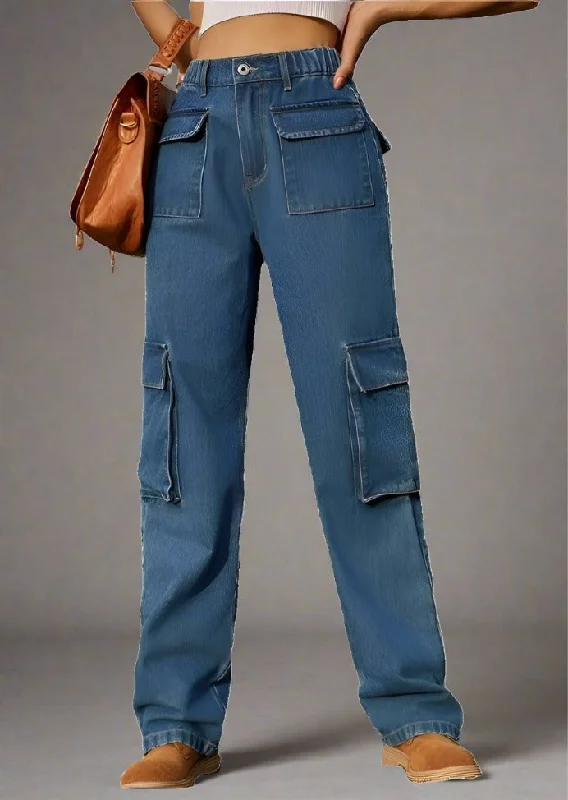 Straight Leg Cargo Jeans Chic Cropped Jeans