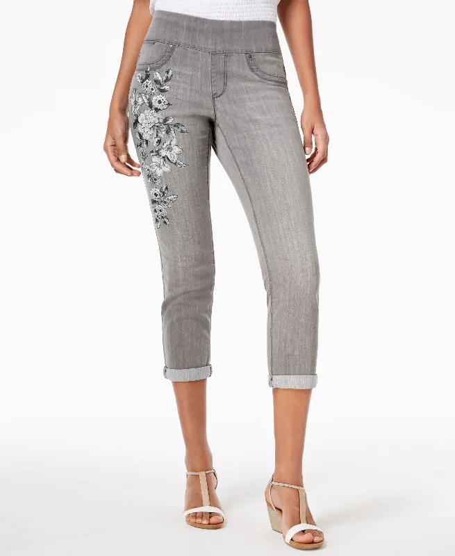 Style & Co Floral Print Pull On Boyfriend Jeans Fashionable Jeggings Style Jeans
