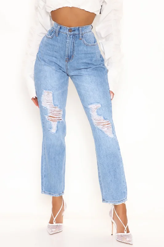 The My Momma Non Stretch Ripped Jeans - Medium Blue Wash