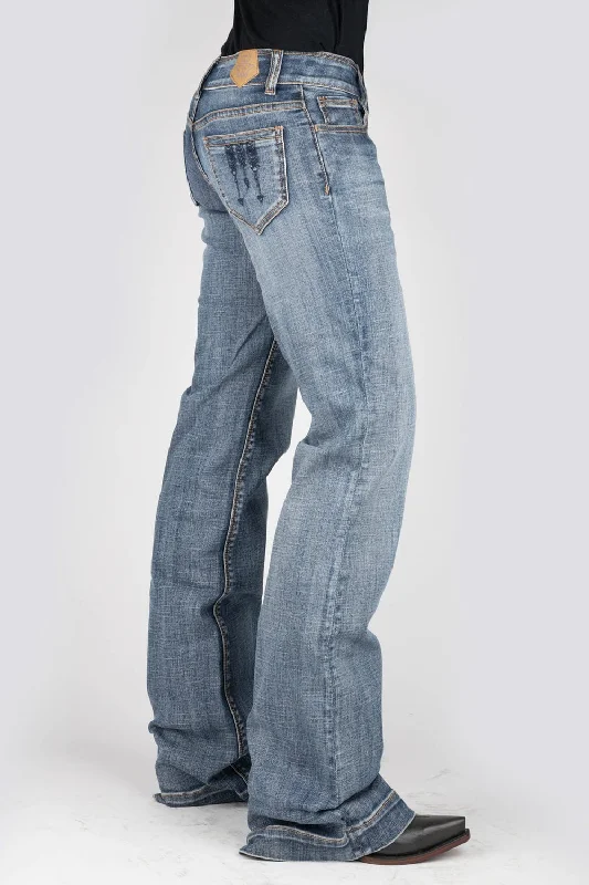 Tin Haul Womens Blue Cotton Blend 460 Ella Embroidery Jeans Comfortable Ankle Jeans