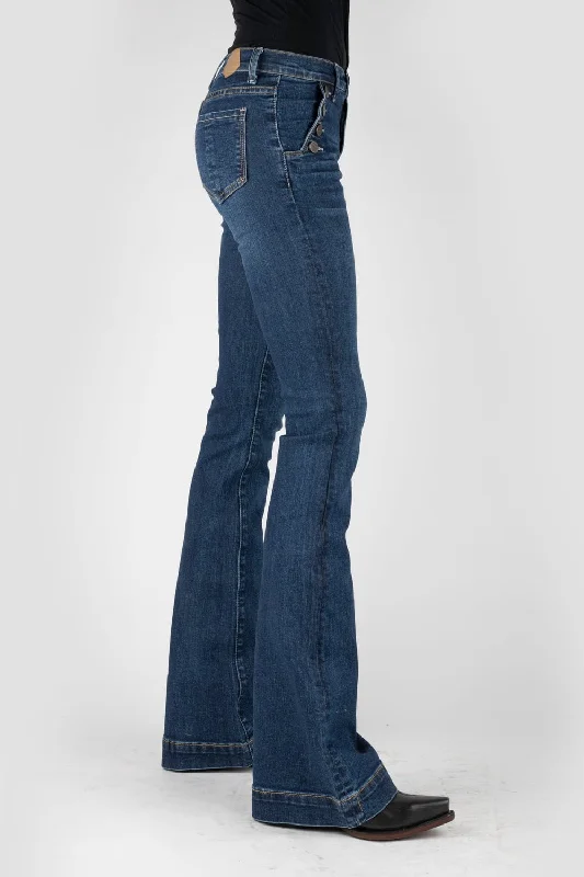Tin Haul Womens Blue Cotton Blend Libby Fit 4 Button Jeans Comfortable Low-Rise Jeans Tin Haul Womens Blue Cotton Blend Libby Fit 4 Button Jeans Comfortable Low-Rise Jeans