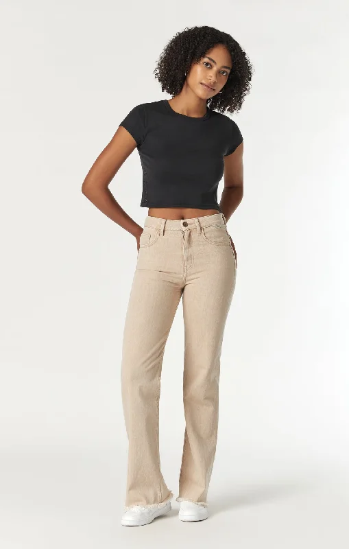 VICTORIA WIDE LEG JEANS IN BEIGE NATURAL DYE Classic Black Denim Jeans