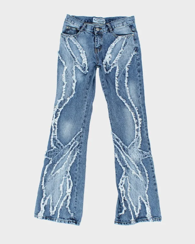 Vintage 90s/00s Aladin Fray Detailed Flare Jeans - W30 L33 Trendy Skinny Fit Jeans