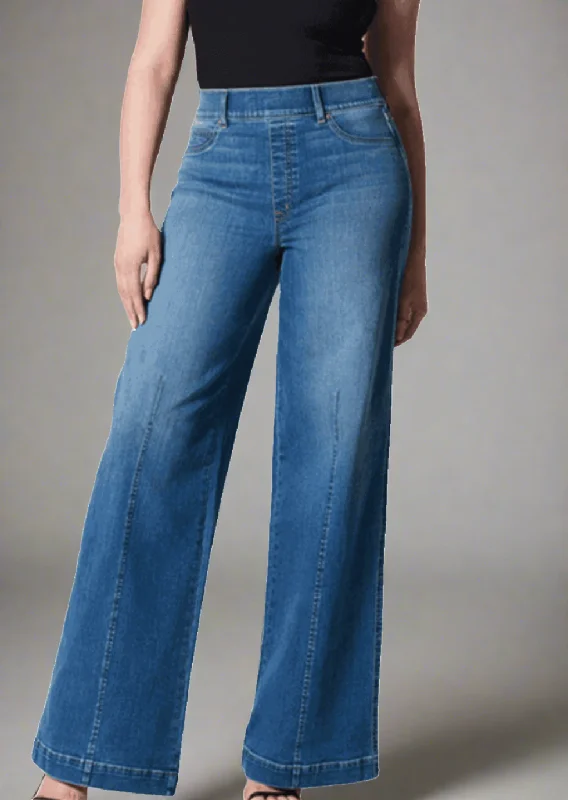 Roxie Wide Leg Long Denim Jeans Cozy Stretch High-Waist Jeans