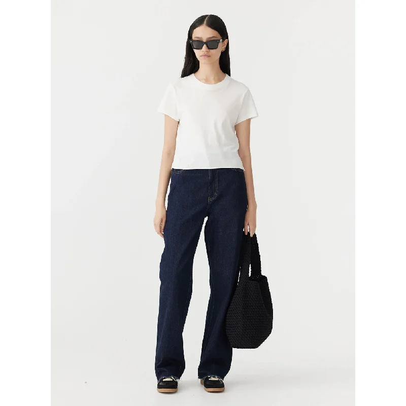 Rinse Wash Wide Leg Jeans Chic Ripped Jeans