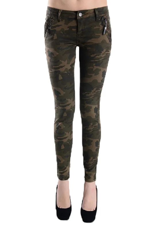 Women's Camo Print Skinny Jeans Casual High-Waisted Bootcut Jeans
