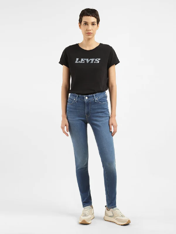 Women's Mid Rise 711 Skinny Fit Jeans Comfortable Distressed Straight-Leg Jeans