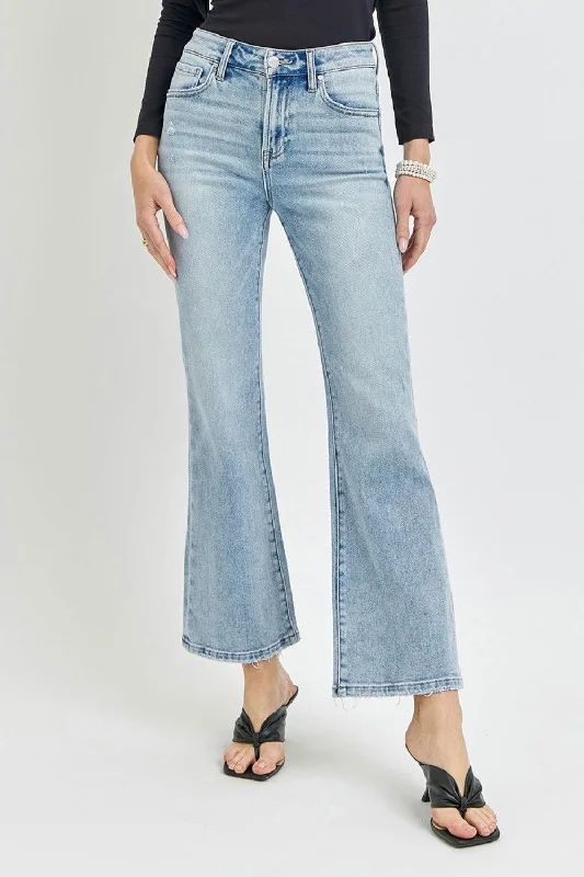 RISEN Full Size High Rise Ankle Flare Jeans Comfortable Full-Length Denim Jeans