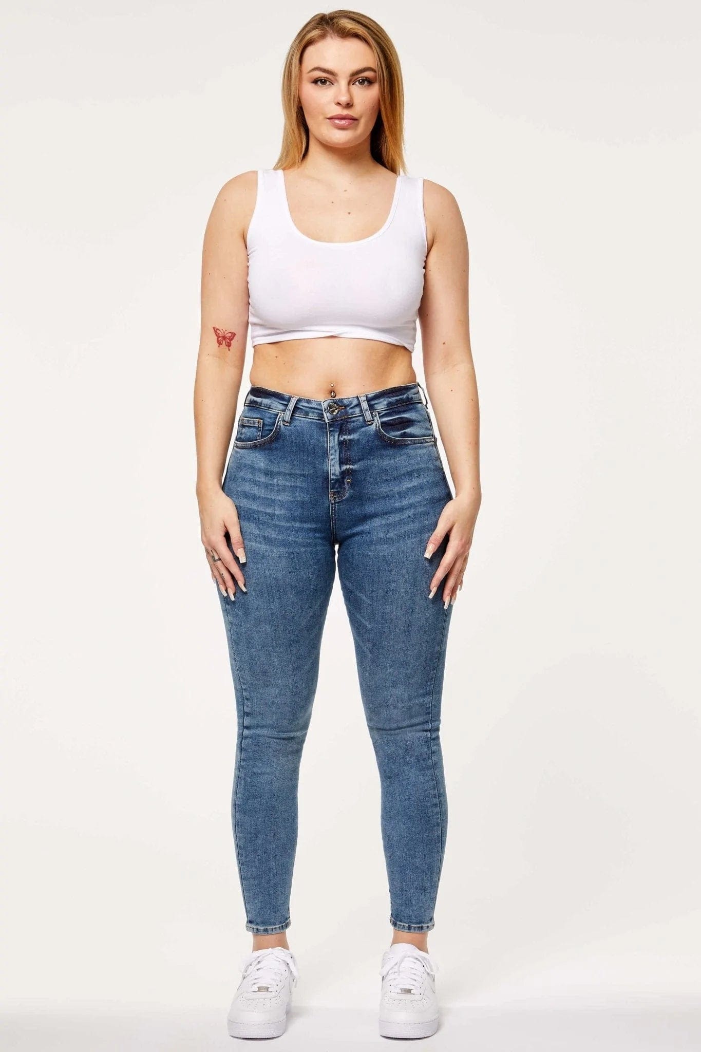 SKINNY JEANS - BLUE DYE Stylish High-Waist Skinny Denim
