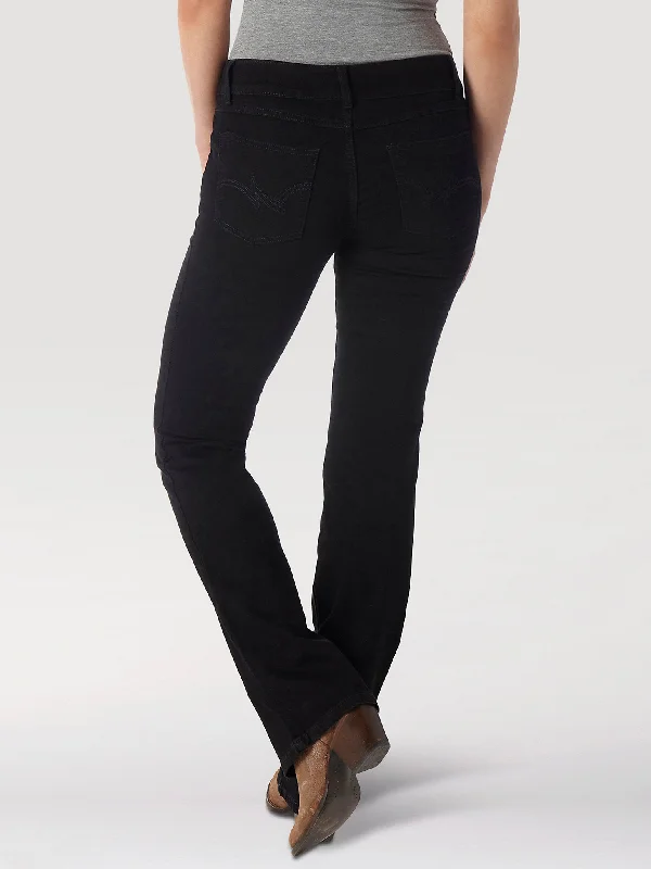 Women's Wrangler 09MWZBK Mid-Rise Black Bootcut Jeans Comfortable Jogger Style Jeans Women's Wrangler 09MWZBK Mid-Rise Black Bootcut Jeans Comfortable Jogger Style Jeans