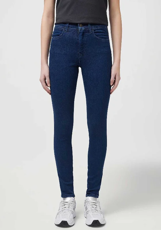Wrangler High Rise Skinny Ankle Grazer Jeans, Medium Blue Trendy Low-Rise Bootcut Jeans