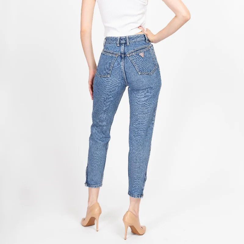 XS 80s Guess High Waisted Ankle Zip Jeans 25.5" Fashionable Straight Fit Denim