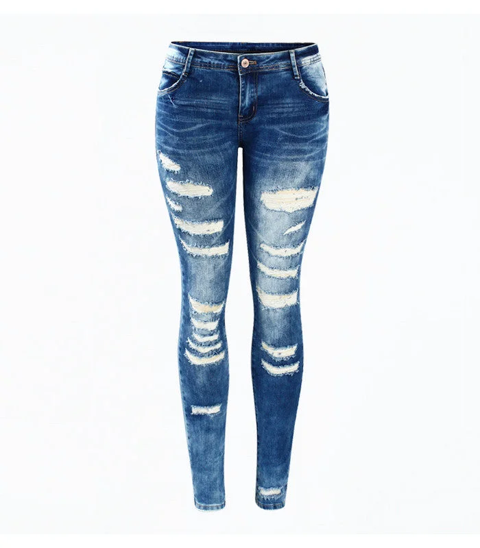 Youaxon Low-Rise Skinny Distressed Jeans